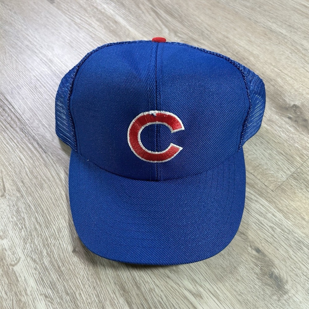 VTG Chicago Cubs Snapback Hat MLB Baseball Annco‎ Blue Red Trucker Cap